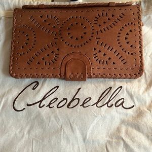 Cleobella Mexicana Brown Leather Clutch